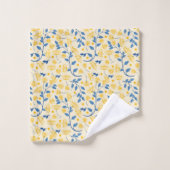 GELE & BLAUWE BLOEMEN & BLADEREN BAD HANDDOEK (Wasdoekje)