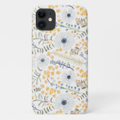 Gele blauwe botanische bloemen Case-Mate iPhone case (Achterkant)