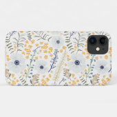 Gele blauwe botanische bloemen Case-Mate iPhone case (Achterkant (horizontaal))