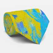 Gele, blauwe en witte rondjes stropdas (Opgerold)