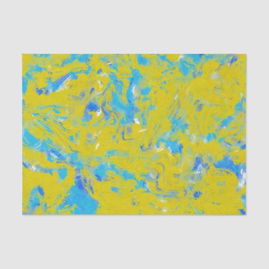 Gele, blauwe en witte rondjes tissuepapier (Voorkant)