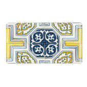 Gele blauwe Faux Geometric Tile Art Etiket (Voorkant)