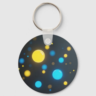 Gele Blauwe Gloeiende Bollen Sleutelhanger