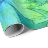 Gele Blauwe Groene Abstracte Waterverf Daisies Cadeaupapier (Rol Hoek)