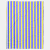 Gele, blauwe kleuren strepen fleece deken (Voorkant)