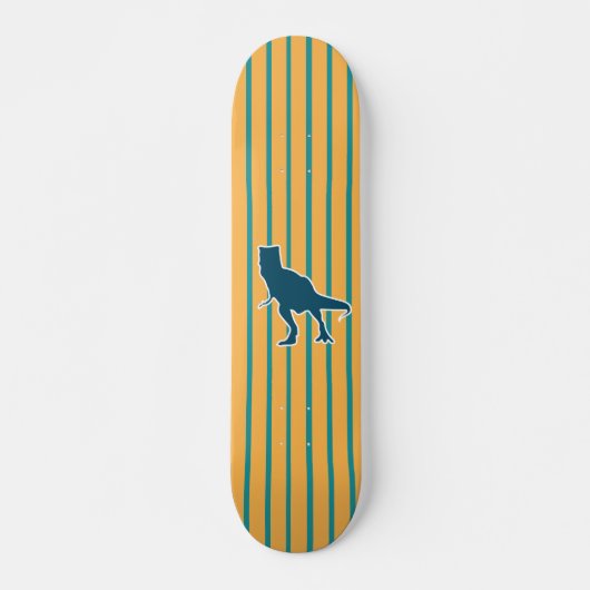 Gele blauwe strepen dinosaurus T-rex Skateboard (Voorkant)