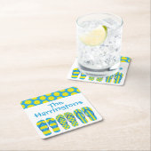 Gele blauwe Teenslippers Aangepaste Onderzetters p (Insitu)