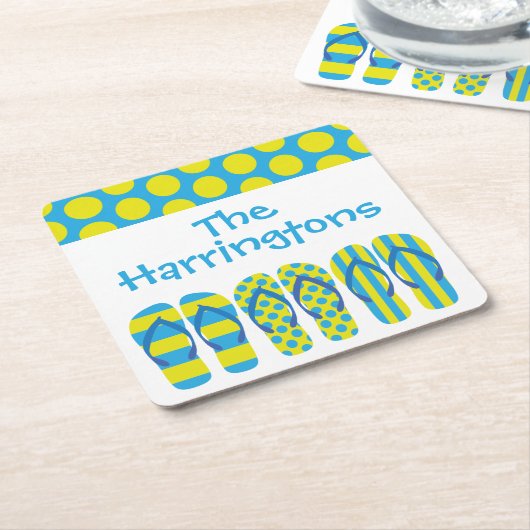 Gele blauwe Teenslippers Aangepaste Onderzetters p (Schuin)