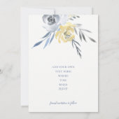 gele blauwe waterverf bloemen behalve de datum save the date (Achterkant)