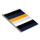 Gele, blauwe, witte en zwarte strepen notitieboek (Rechterzijde)