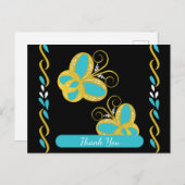Gele, blauwe, witte vliegende vlinders Bedankt Briefkaart (Voorkant / Achterkant)
