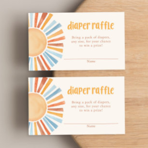 Gele blauwe zonneschijnboho diaper raffinagekaarte informatiekaartje