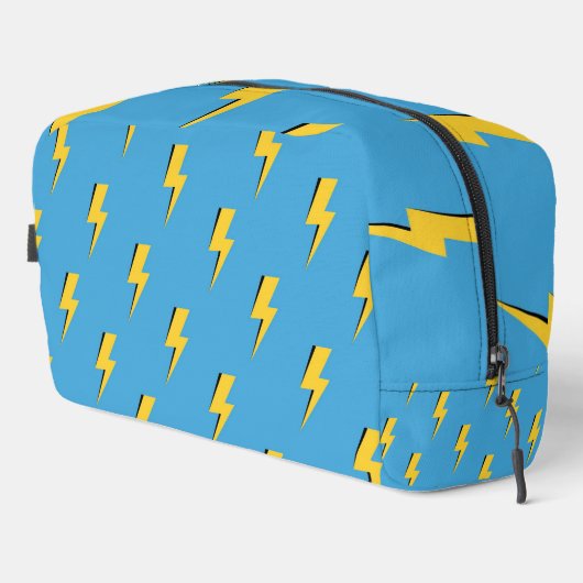 Gele Bliksemblauwe Achtergrond Y2K Patroon Toilettasje (Rechterhoek)