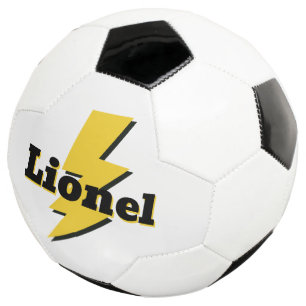 Gele bliksemschicht inslag flits logo aangepaste n voetbal
