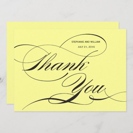 Gele bloeiende bruiloft dank u kaart (Voorkant / Achterkant)