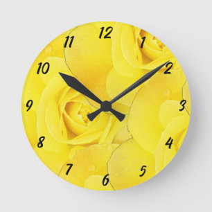 Gele bloem abstract roos patroon modern ronde klok
