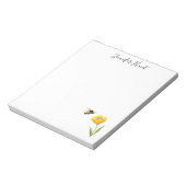 gele bloem en bijenillustratie notitieblok (Gedraaid)