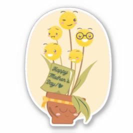 Gele bloem en Plant van mama Sticker
