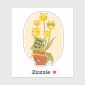 Gele bloem en Plant van mama Sticker (Vel)