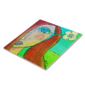 Gele Bloem in Haar Haar Haar Abstract Portret Tegeltje (Zijkant)