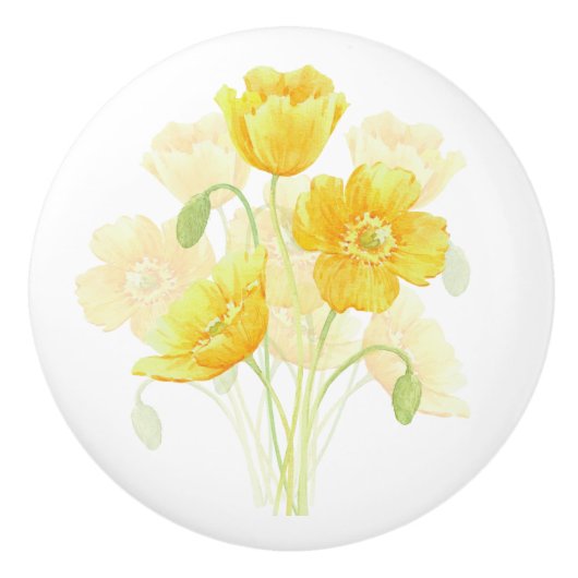 Gele bloem keramische knop (Voorkant)