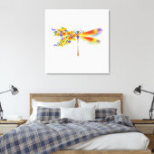 Gele Bloem Libel Canvas Afdruk (Insitu (Slaapkamer))