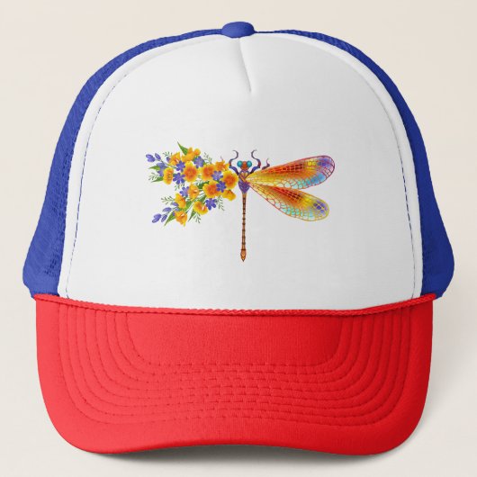 Gele Bloem Libel Trucker Pet (Voorkant)