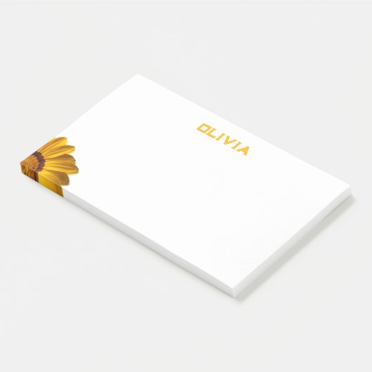 Gele bloem op zwarte achtergrond post-it® notes (Schuin)