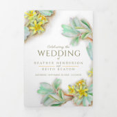 Gele bloem Sibbaldia bruiloft alles in één Drieluik Uitnodiging (Cover)