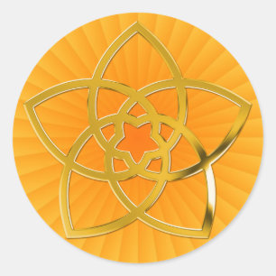 Gele Bloem van het Venus van het symbool/GOUD   Ronde Sticker