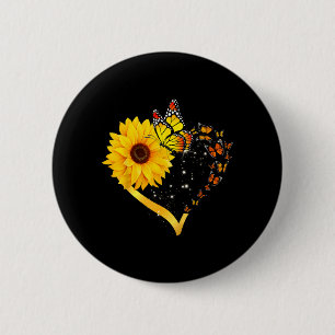 Gele Bloem Zomer Bloemig Zonnebloem Hart Liefde Ronde Button 5,7 Cm