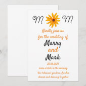 Gele Bloem Zonnebloem Bruiloft Kaart (Voorkant / Achterkant)