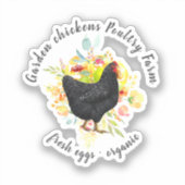 gele bloem zwarte kip boerderij sticker (Voorkant)