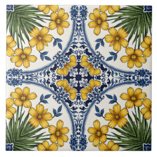 Gele bloemen 3 tegeltje