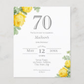 Gele Bloemen | 70e verjaardag Budget Invitation (Voorkant)