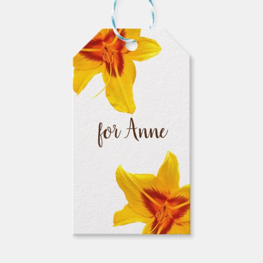 Gele Bloemen Aangepast Cadeaulabel (Voorkant)