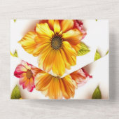 gele bloemen all in one uitnodiging (Achterkant)