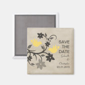 Gele bloemen Bewaar de Datum Magnet Magneet (Voorkant / Achterkant)