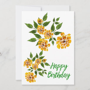 Gele bloemen Birthday Greetings Feestdagenkaart
