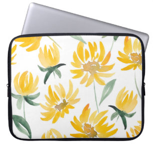 Gele bloemen blad zomer patroon laptop sleeve