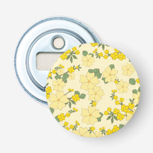 Gele bloemen, bloempatroon, patroon van bloemen button flesopener