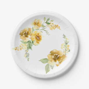Gele Bloemen Borden Groen en Geel Bloemen Decor Papieren Bordje