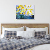Gele bloemen canvas afdruk (Insitu (Slaapkamer))