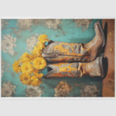  Gele Bloemen Cowboy Laarzen Decoupage Tissuepapier (Voorkant)