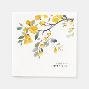 Gele Bloemen Custom Cocktail Servet