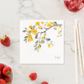 Gele Bloemen Custom Script Gouden Tekst Douche Servet (Insitu)
