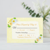 Gele Bloemen Daffodils Bruiloft RSVP kaart (Staand voorkant)