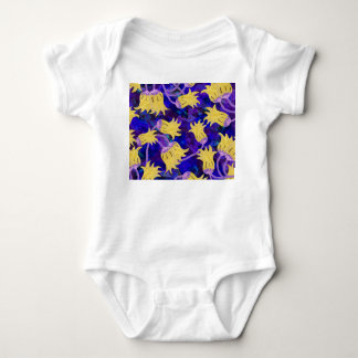 Gele bloemen: donkere achtergrond waterverf kunstw romper