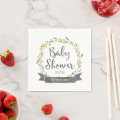 Gele bloemen en Grijze bladeren, Baby shower Servetten (Insitu)