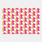 Gele bloemen en roze harten inpakpapier vel (Voorkant 3)